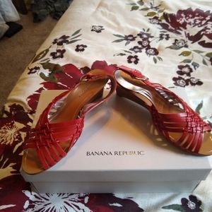 Brand New red leather sandals from Banana Republic